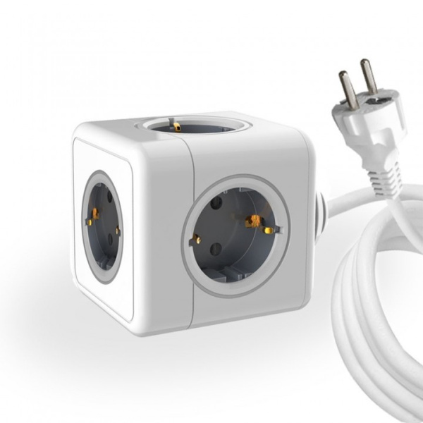 Удлинитель Cube Extended 5 Euro 16A, кабель 1,5м RocketSocket, цвет белый-серый