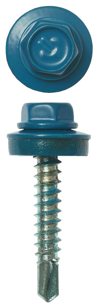 Саморезы СКД кровельные, RAL 5009 небесно-голубой, 29 х 4.8 мм, 400 шт, для деревянной обрешетки, ЗУБР