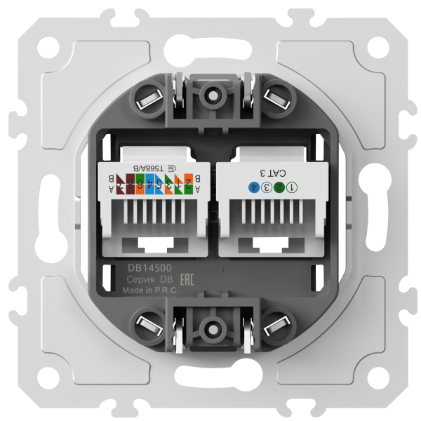 Donel механизм розетки RJ11 + RJ45 (двойная) cat.3/5e/ClassE-4/8, серия DB