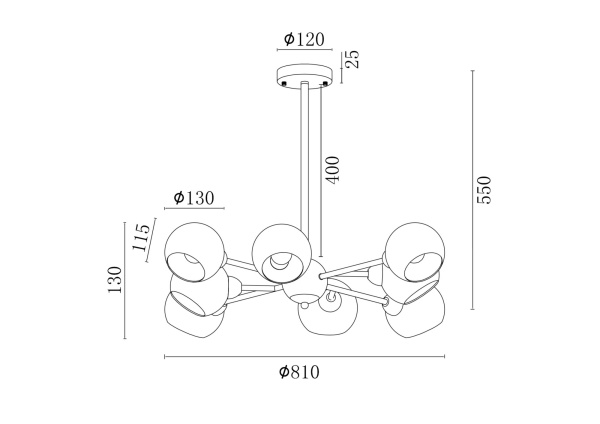 Люстра 8*E14 40Вт Латунь антик IP20 Sherry FR5121PL-08G Freya