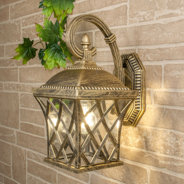 Уличный настенный светильник 1*E27 черное золото IP44 Cassiopeya D (a025295) Elektrostandard