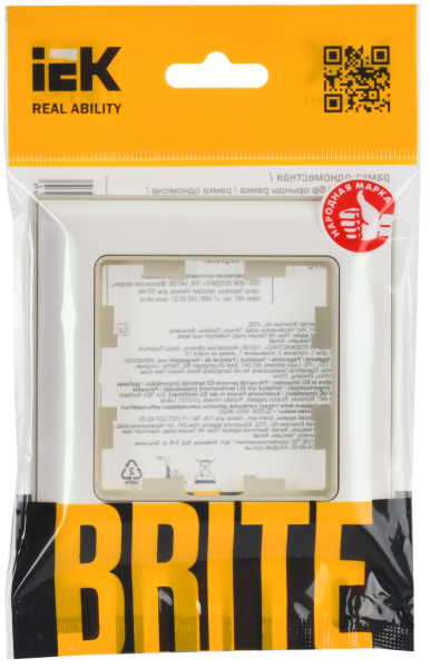 BRITE Рамка 1-мест. РУ-1-Бр беж./жемч. IEK