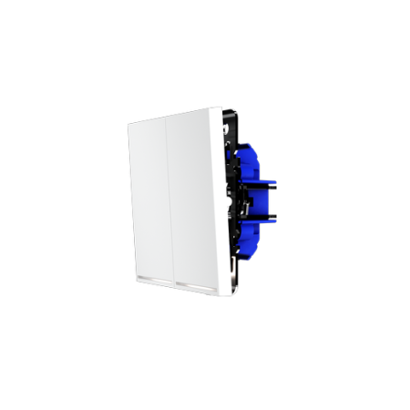 Проходной переключатель встраиваемый Voltum S70 двухклавишный с подсветкой 10А, (белый матовый)