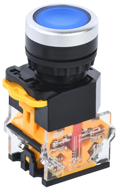 Кнопка управления D8-11 d=22мм 1з+1р синяя IEK