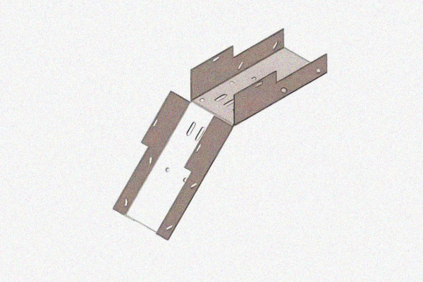 Лоток замковый глухой КСЗГ 50х50-45 УТ1,5 для поворота трассы вниз на 45, оцинкованный лист, S1,5