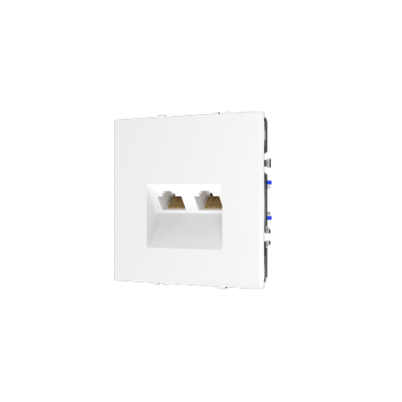 Розетка компьютерная встраиваемая Voltum S70 двойная RJ45+RJ45 КАТ.6, (белый глянцевый)