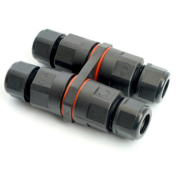 Соединитель-коннектор LD542 3-контактный на 4 выхода, с СМК221 пружинным контактом IP68, черный STEKKER