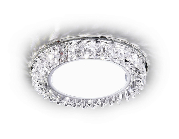 Встраиваемый точечный светильник со светодиодной лентой G255 CH хром/прозрачный хрусталь GX53+3W(LED WHITE) Ambrella Light