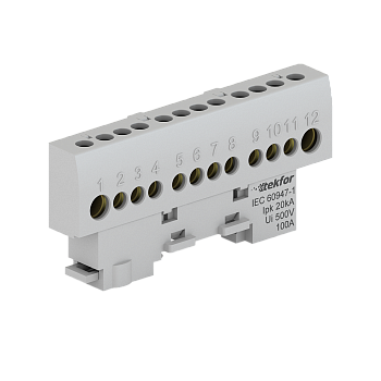 Шина нулевая изолированная KSN-6-8x12-12 GREY Tekfor