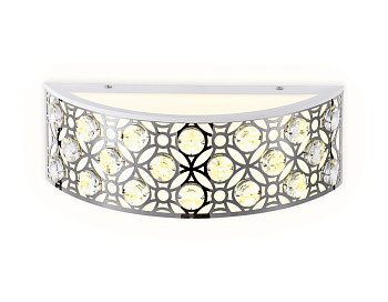 Настенный светодиодный светильник с хрусталем FA9411 WH/CH белый/хром 4200K 12W 300*110*100 Ambrella Light