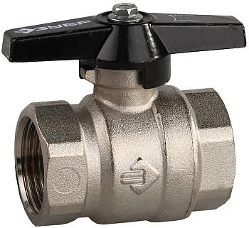 Кран шаровой полнопроходной "мама-мама", бабочка, хромиров латунь, 1" ЗУБР