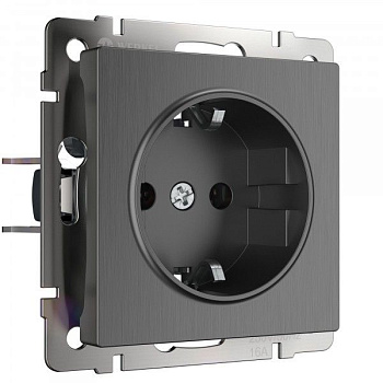Встраиваемые механизмы Розетка СУ 1 мест. с зазем. 16А графит рифленый IP20 Werkel