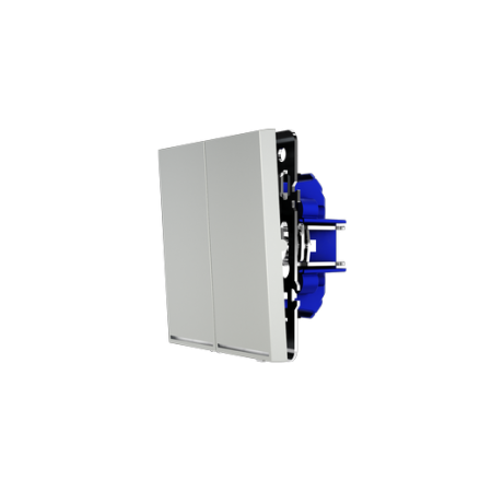 Проходной переключатель встраиваемый Voltum S70 двухклавишный с подсветкой 10А, (сталь)