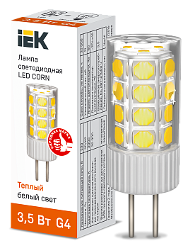 Лампа светодиодная CORN капсула 3,5Вт 230В 3000К керамика G4 IEK