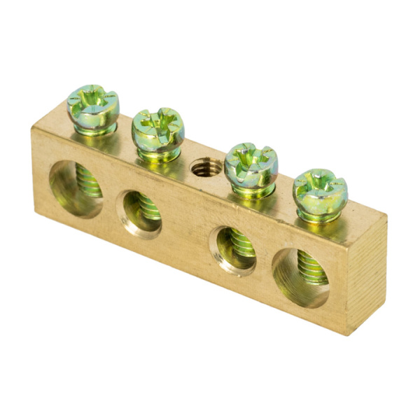 Шина PEN "ноль-земля" (6х9мм) 4 отверстия латунь крепеж по центру розничный стикер PROxima EKF