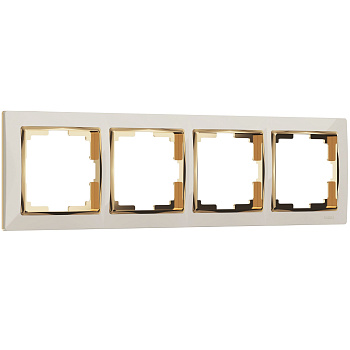 Snabb Рамка на 4 поста (слоновая кость/золото) Werkel