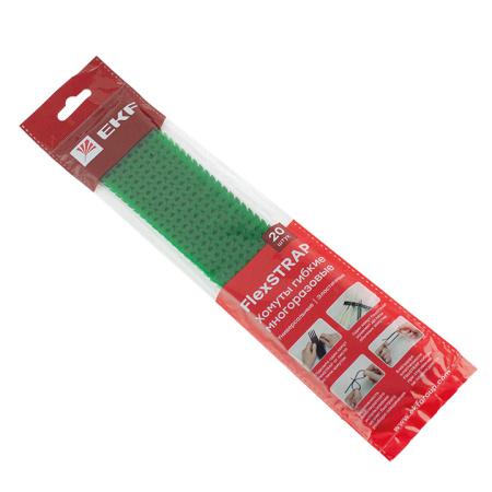 Хомут гибкий (20 шт) зеленый FlexSTRAP EKF
