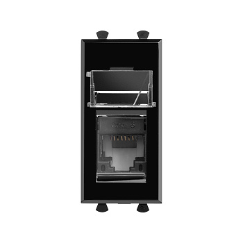 Компьютерная розетка RJ-45 модульная, кат.6, "Avanti", "Черный квадрат", 1 модуль DKC