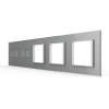 Панель для 2-х сенсорных выключателей и 3-х розеток, 4 клавиши (2+2), цвет серый, стекло Livolo