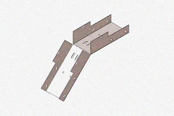 Лоток замковый глухой КСЗГ 400х65-45 УХЛ1 для поворота трассы вниз на 45, оцинкованный лист S1,5