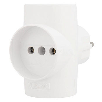 Тройник электрический 3-м 10А без заземления белый REXANT
