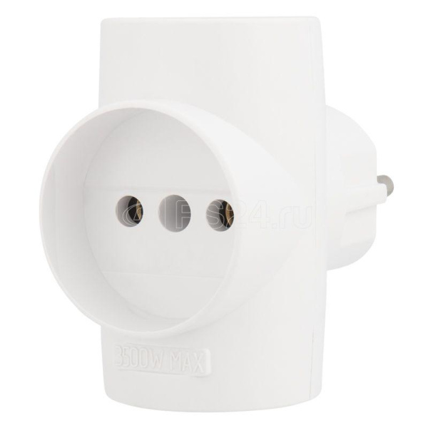 Тройник электрический 3-м 10А без заземления белый REXANT