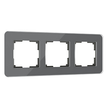 Elite Рамка из стекла на 3 поста графит Werkel