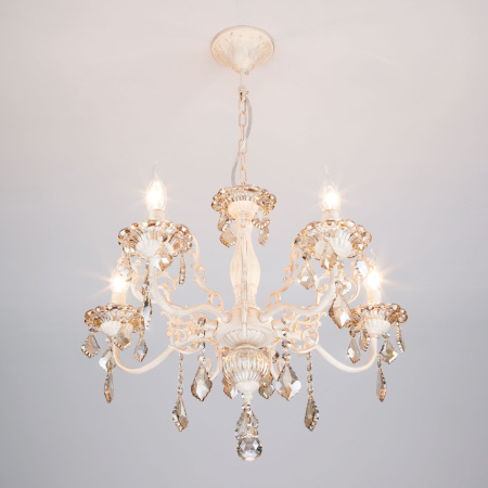 Люстра с хрусталем 5*E14 60Вт белый с золотом IP20 Elisha (3281/5 белый с золотом) Eurosvet