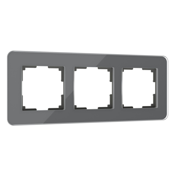 Elite Рамка из стекла на 3 поста графит Werkel