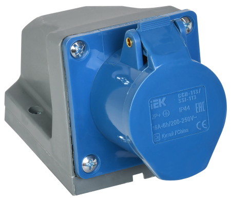 Розетка стационарная ССИ-113 2P+PE 16А 200-250В IP44 IEK
