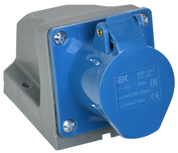 Розетка стационарная ССИ-113 2P+PE 16А 200-250В IP44 IEK