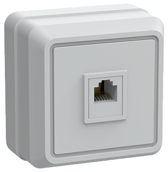 Розетка 1-местная ОУ телефонная РТ20-ОБ ОКТАВА белый IEK