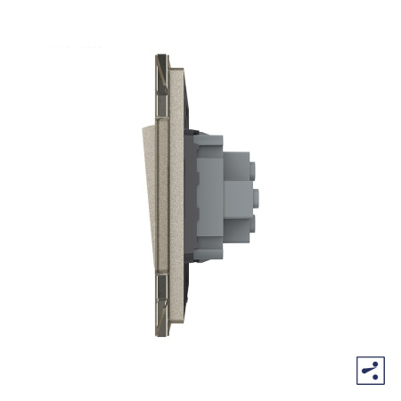 Одноклавишный проходной механический выключатель 1 пост, цвет шампань Livolo