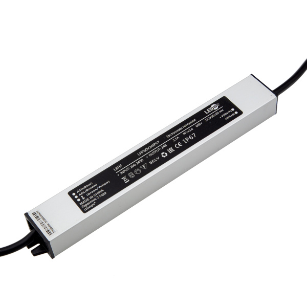 Donel, блок питания для светодиодной ленты 60Вт,DC24В,2.5А, IP67, 222x30x20мм,серия:DN8HF