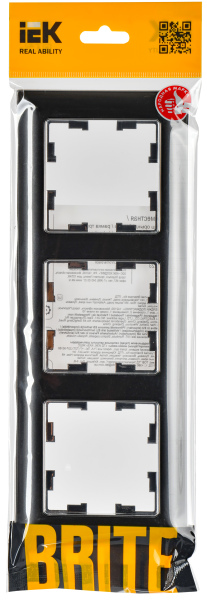 BRITE Рамка 3-мест. РУ-3-Бр хром/черн. IEK