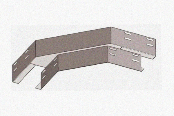Лоток угловой замковый перфорированный КГЗ 300х80-90 УХЛ1 поворот на 90, оцинкованный лист, S1,0