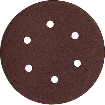Круг шлифовальный "Мастер" универсальный, из абразивной бумаги на велкро основе, 6 отверстий, Р120, 150мм, 5шт ЗУБР