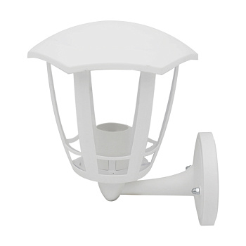 11-163 Светильник садово-парковый, настенный вверх, «Дели 1», Е27х60Вт, 6-ти гранный, пластик, белый, прозрачный поликарбонат, 164х199х223м... APEYRON