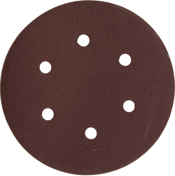 Круг шлифовальный "Мастер" универсальный, из абразивной бумаги на велкро основе, 6 отверстий, Р120, 150мм, 5шт ЗУБР