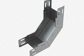 Лоток замковый глухой КСЗГ 400х65-90 УХЛ1 для поворота трассы вниз на 90, горячее цинкование, S1,5