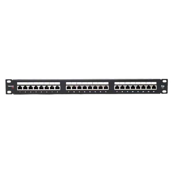 Патч-панель TERACOM PRO 19'' Cat,5E 1U полный экран STP 24 порта RJ-45 Dual IDC с органайзером EKF