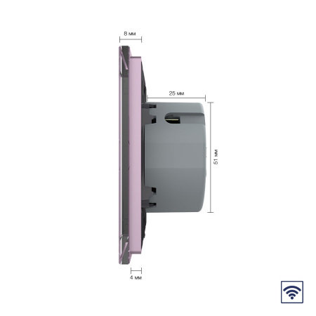 Сенсорный радиоуправляемый выключатель 3 клавиши (2-1), 2 поста Розовый Livolo