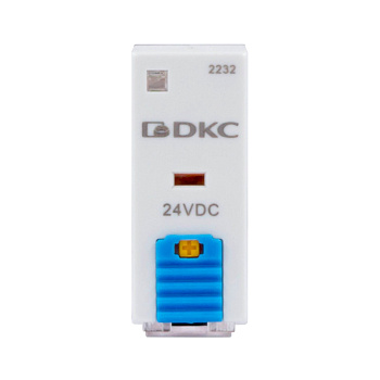 Реле миниатюрное промышленное, 2CO, ком.ток 8А, AgSnO₂, 24В DC, опция: тест-кнопка+светодиод+защитный диод DKC