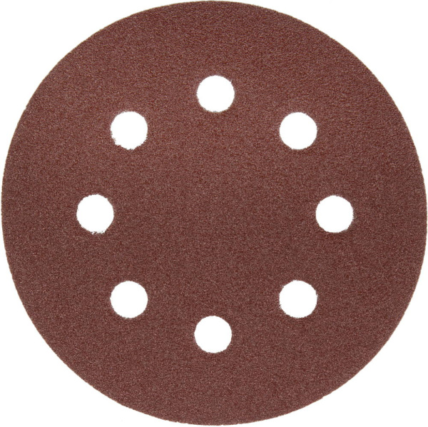 Круг шлифовальный "Мастер" универсальный, из абразивной бумаги на велкро основе, 8 отверстий, Р80, 125мм, 5шт ЗУБР