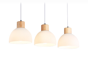 Подвесная люстра TR83135/3 LW/FR светлое дерево/белый матовый E27/3 max 40W 640*180*1040 Ambrella Light