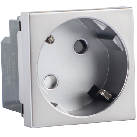 Donel Розетка 2К+З нем.ст., 45 гр., с з/ш, алюм. матовая (45х45мм), серия (тип) DF6