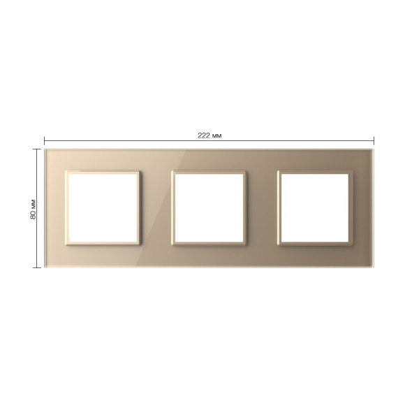 Рамка для розетки тройная Золотая Livolo