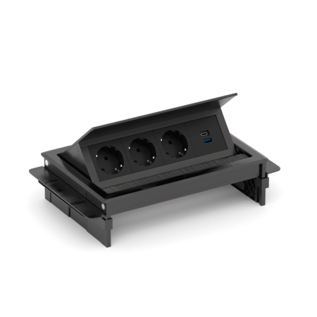 Donel Настольный встраиваемый розеточный блок 8 мод. (4 мод. 45х45), черный