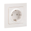 Стокгольм Розетка 1-местная с/з 16А белая с защ, штор, EKF