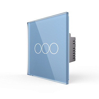 Трехклавишный сенсорный выключатель EU стандарт, 1 пост, цвет синий Livolo